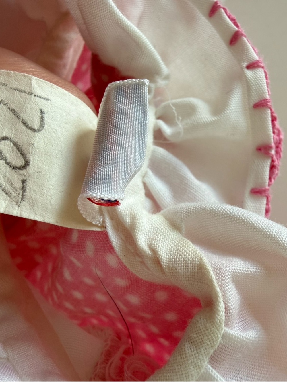 Vintage Pert'n Sassy Baby Girls 6-9m Prairie Dress Pink Polka Dot Ruffle 1970s - Picture 6 of 12